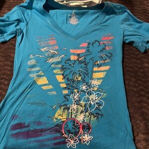 Bright blue Ocean Pacific ladies v neck t shirt